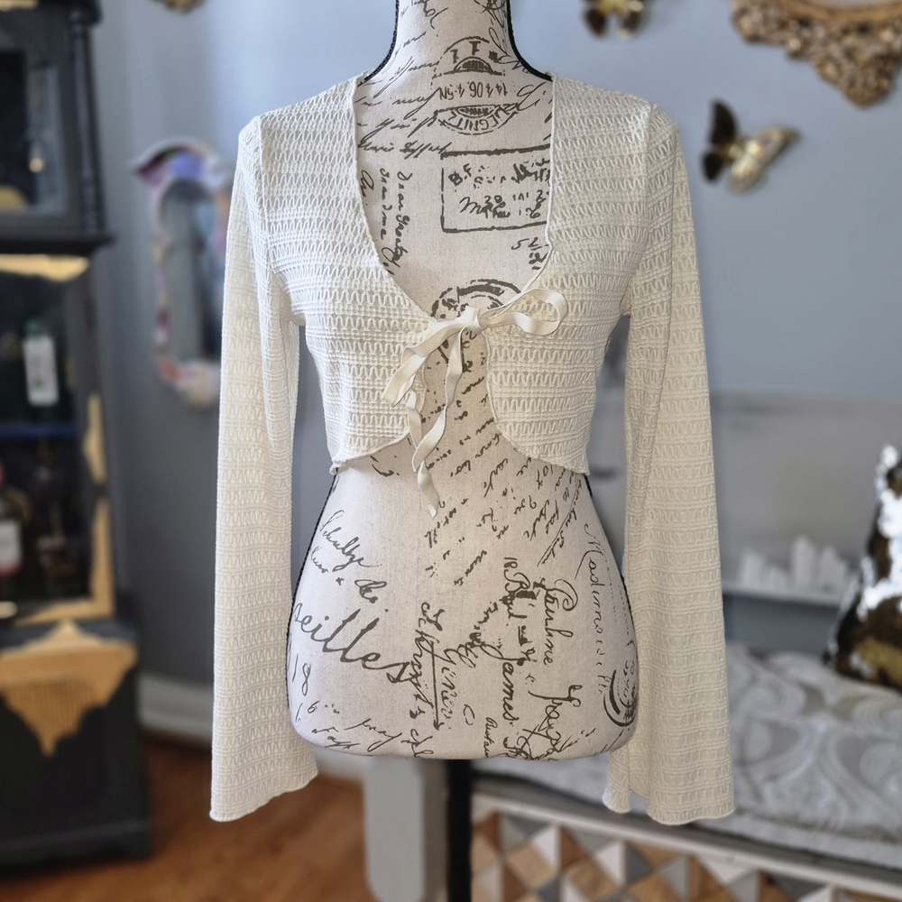 Cider 70s Vibe Cream Knit Sweater XS